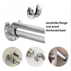 1 Pcs Clothes Rail Closet Rail Curtain Rod Shower Curtain Rod Round Tube Closet U Shaped Rod End Supports Closet Pole Sockets 25MM/32MM