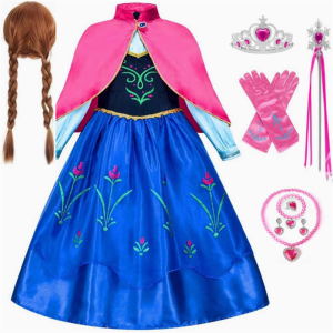 Anna Princess Dress Childrens Party Costume Halloween Role-play Ice Age Frozen Girls Dress Polyester Fabric Spring 2025