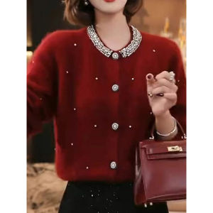 Fashionable New Spring Elegant Red Round Neck Sweater