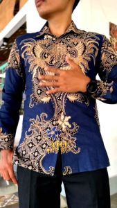 Kemeja Batik Pria Slimfit Motif YUDHISTIRA Lengan Panjang Premium Bahan Katun Furing Solo