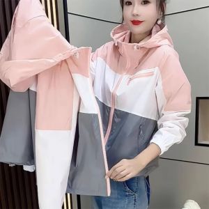 DVDK | Áo Khoác Chống Nắng Hoodie Thiết Kế Color Block Dáng Rộng