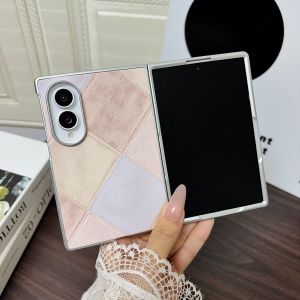 Luxury Retro Leather Phone Case for Samsung Galaxy Z Fold 8 Ultra 7 6 5 Fold8 Fold7 Fold6 Silver Bumper Color Collision Cover