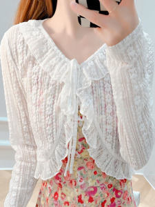 Summer Lace Cover Up Sun Protection Short Blouse