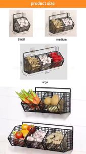 Rak Bumbu Dapur Estetik Rak Bumbu Dapur Dinding Keranjang Bawang 3 sekat