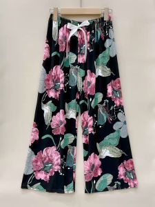 Milk silk wide-leg pants with ribbons  elastic suitability M L XL XXL XXXL