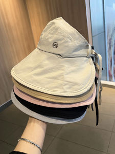 Womens Summer Outdoor Sun Protection Hat Breathable Big Brim Empty Top Hat Hair Tieable Outdoor Casual Polyester Fiber