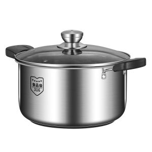 Thickened 316 Stainless Steel Soup Pot for Home Use Rice Cooking Pot Milk Pan Induction Cooker Gas Stove Slow Cooker Soup Pot