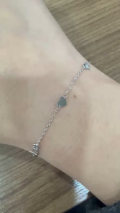 Poh Heng Jewellery 18K Dainty Heart Bracelet in White Gold