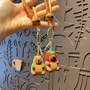 Gantungan Kunci Aksesoris Tas Karakter Lucu 3D PVC Capybara Creative Keychain JCGK72