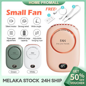 Mini Hanging Neck Fan LED Display Portable Kipas Waist Fans USB Charging Fan 2000mAh 3 Wind Speed Cooling Desk Fan 挂脖风扇