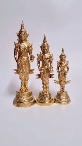 <รุ่นใหม่>พระภูมิ พระชัยมงคล เจว็ด ทองเหลืองแท้ ตั้งศาล เจ้าที่  ฐานเหลี่ยม