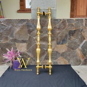 Handle Pintu Rumah Kuningan Antik Motif Bintang Ukir Gold 100 cm 2 Pcs