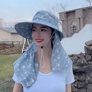DOSO หมวกกันแดดผู้หญิง ป้องกันรังสียูวีในฤดูร้อน หมวกกันแดดปีกกว้าง หมวกกันแดดการปกปิดใบหน้า360° หมวกกันแดดการทําฟาร์มกลางแจ้ง เก็บชา หมวกบังแดดใหญ่ไปทะเล