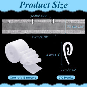 Transparent Wave Curtain Tape Hooks Pleat Tape Set for Curtains Drape Ripple Fold Drapery