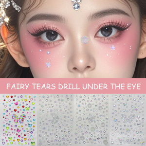 VEDO 💕COD Stiker Wajah Mutiara Manik Manik Makeup Up Mata Peri Air Mata Berlian Stiker Mata Berlian Di Alat Peraga Foto Natal Stiker Wajah Berlian Imitasi Bersinar