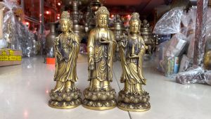 Bộ Tượng Tây Phương Tam thánh đứng bằng đồng cao 30cm và 40cm