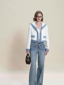FAMANXUAN | Sailor Collar Small Fragrant Style Short Jacket
