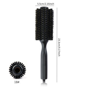 New 6 Sizes Black Wood Handle Boar Bristles Round Hair Brush Removable Tail Hairdressing Brush Pro Salon Barber Hair Round Comb
