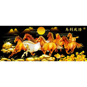 【UEB】DIY Decor Full Round Drill Diamond Color Running Horse Drawing Painting Kit