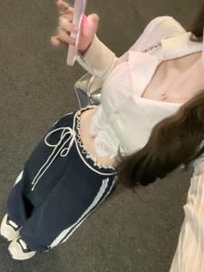 Korean Style Fancy Lace Lace Casual Pants Womens Autumn Ballet Style High Waist Loose and Slimming Straight-Leg Wide-Leg Pants