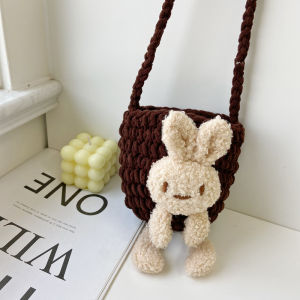Trendy Knitted Wool Crossbody Bag for Little Girls Baby Outing Bag Childrens Backpack Pure Color 4-8