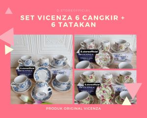 Cangkir Tatakan Keramik Set Vicenza / 6pcs Cangkir + 6pcs Tatakan Set Vicenza Keramik