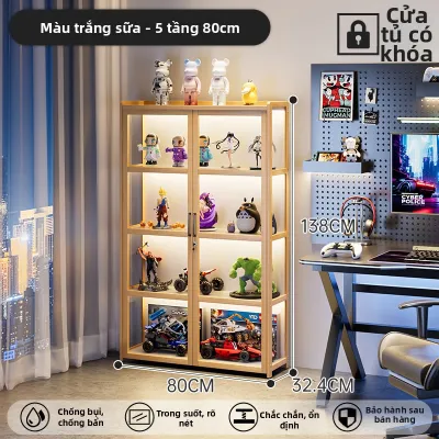 Tủ Trưng Bày Đồ Chơi Đa Tầng Có Khóa Kính Trong Suốt Dung Lượng Cao