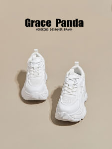 Gracie Panda 2025 New Hong Kong Style Thick Bottom Sports Shoes Womens Spring Summer Soft Bottom Mesh Upper Dad Shoes