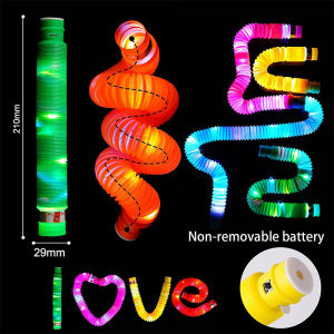 Pop It Tubes Toy Fidget Toys For Kids Colorful Telescopic Pop Tube Toys Stress Reliever Toys LED Water Pipe Decompression Light-emitting Telescopic Tube Toy