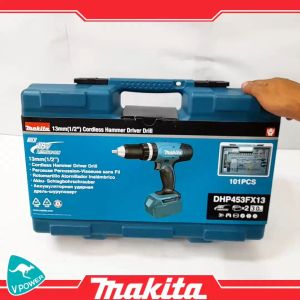 MAKITA DHP453FX13 สว่านกระแทก ไร้สาย 1/2นิ้ว  18V. แบต 3.0 Ah.x2 ก้อน พร้อมอุุปกรณ์เสริม 101ชิ้น