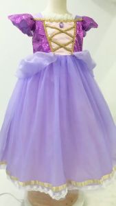 Baby Girls Deluxe Elegant Rapunzal Princess Dress Cosplay Costume Kids Halloween Birthday Party Vestido Purple Puffy Dresses