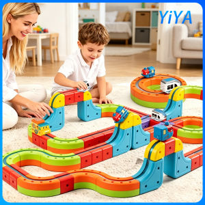 Magnetic Track Train Toys Set Magnetic Building Block Train 3D Racing Track Set For Kids Boys Girls Birthday Gifts
