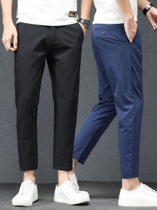 กางเกงขายาวทรงตรงลำลองสำหรับผู้ชาย ทรงสลิมฟิต ทรงเข้ารูป กางเกงขายาวทรงสูทบางๆ ฤดูใบไม้ร่วง กางเกงขายาวทรงสตรีทเทรนด์