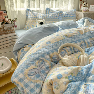 High Quality Flatsheet Set Korea Style Floral Printed Bedding Sets Single/Super Single/Queen/King