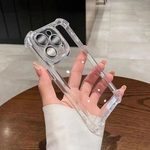 Super Drop-Resistant for Apple 16promax Phone Case New Arrival with Lens Protector Iphone14 Four-Corner Airbag 13pro Transparent Silicone 12 Fancy Men and Women 15 Minimalist XR/X Electroplated Por