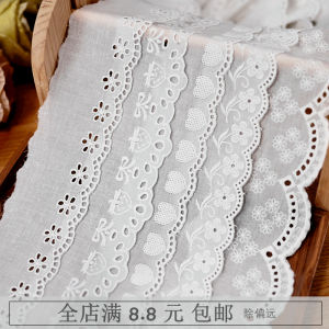 Phụ Kiện Trang Trí Ren Thủ Công Pure Cotton White Heart Lace Edge Cho Quần Áo Váy Cưới Vải Thủ Công