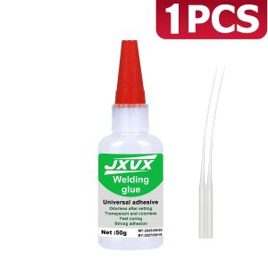LOOLIFL 50g High Strength Welding Oily Super Glue Universal Clear Non-Marking Repair Adhesive Instant Glue Strong Fast Super Glue For resins ceramics metals glass plastics wood with precision dispenser.