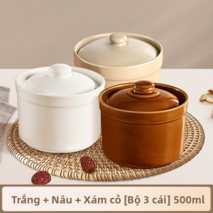 MONLEYTA | Ceramic Soup Pot One-Person Soup Bowl With Lid Traditional Chinese Style Home Use For Soup And Birds Nest Steaming