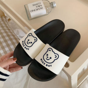 รองเท้าแตะลายการ์ตูนหมีน่ารักแบบอินสตาแกรมญี่ปุ่นรองเท้าแตะคู่รักกันลื่นใส่ในบ้านใส่อาบน้ำในห้องอาบน้ำสำหรับสาวๆ