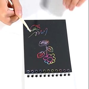 10 Sheets Scratch Book Magic Coloring Notebook Drawing Kids Graffiti Painting Black Paper DIY Gifts