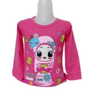 KAOS ANAK PEREMPUAN HIJAB BARU LENGAN PANJANG USIA 1-12 TAHUN // BAJU ANAK CEWEK