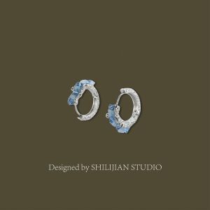 Blue Ear Cuff Earrings Fashionable OL Style Alloy Silver Gold Plated Jewelry for Women Ear Decorations Non-Embedded Design