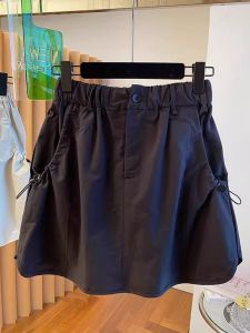 Slim and Stomach Hiding Black A-Line Midi Skirt