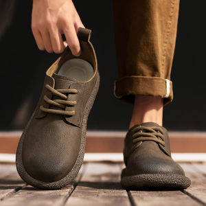 Mens Casual Waterproof Work Shoes Soft Bottom Leather Sneakers British Style Sporty Big Head Autumn New Arrival Office Shoes