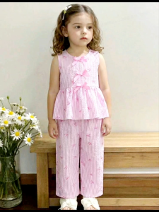 AAe Elegant Plain Color Bowknot Blouse with Flare Sleeves and Wide Leg Pants Set Coordinates