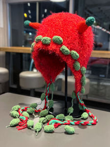 Cute Monster Christmas Atmosphere Red Plush Hat Womens Autumn Winter Warm Ear Protection Hat Lovely Funny Lei Feng Cap