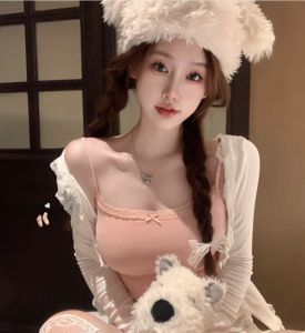 เสื้อกั๊กผ้าลูกไม้รัดรูปสุดน่ารักสำหรับผู้หญิง ชุดงานวันเกิดแบบลำลอง เสื้อผ้าผู้หญิง ฤดูใบไม้ผลิ 2023 คอตตอน 95% ยางยืด 5%