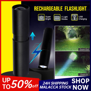 USB Rechargable Mini LED Flashlight 3 Lighting Modes Waterproof Torch Telescopic Zoom Pocket Flashlight Outdoor Camping Hiking 迷你手電筒