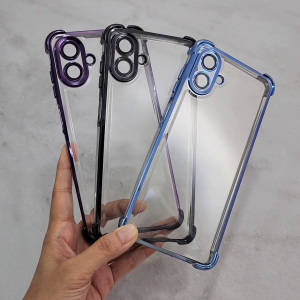 เคสนิ่มใสขอบเงาเลนส์กันกล้องไอโฟน ขอบเงาเมทัลลิก กันเลนส์กล้อง พร้อมมุมลดแรงกระแทก