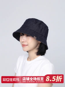 Deep Blue Denim Fisherman Hat Stripe Patch Large Head Size Summer UV Protection Sun Hat Women Outdoor Sunshade Cap Casual Style